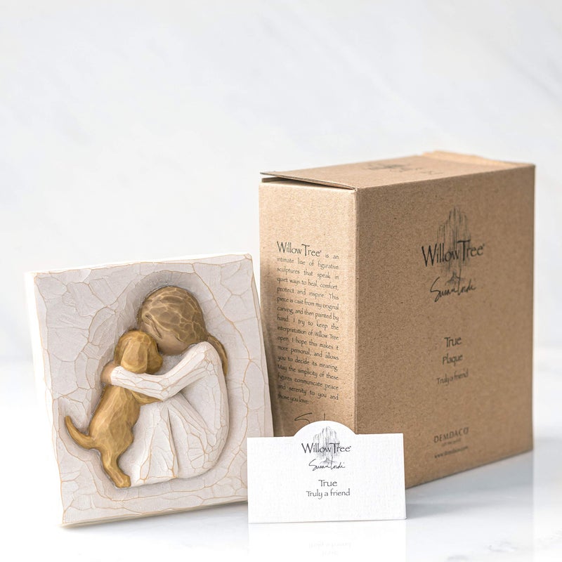 Willow Tree True  Truly a Friend  an Expression of Friendship and Love of Dogs in Carved Bas-Relief  Sculpted Hand-Painted Plaque - Image 5