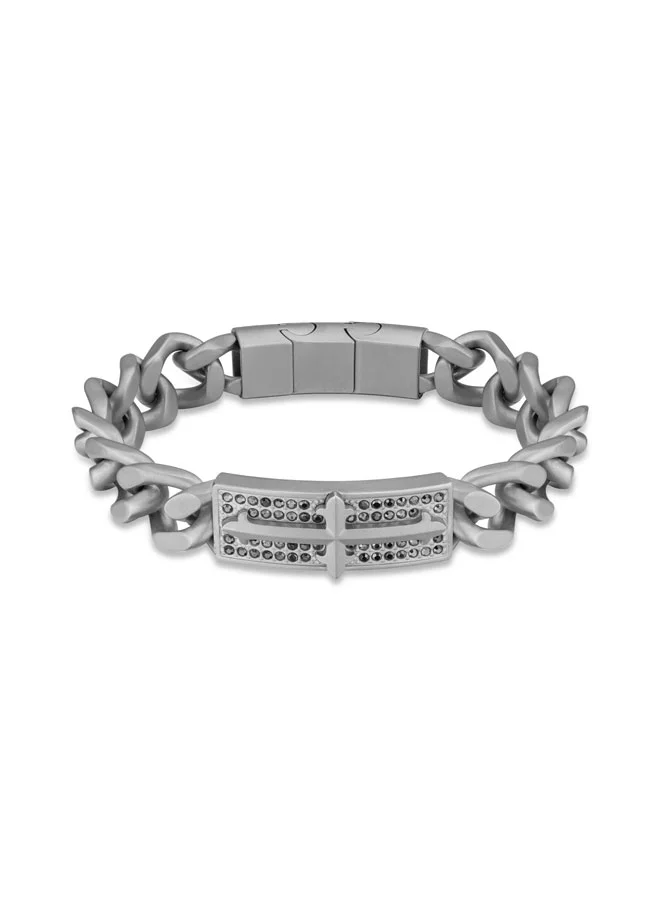 POLICE Polcie Vigor Gunmetal Stainless Steel Chain Bracelet for Men