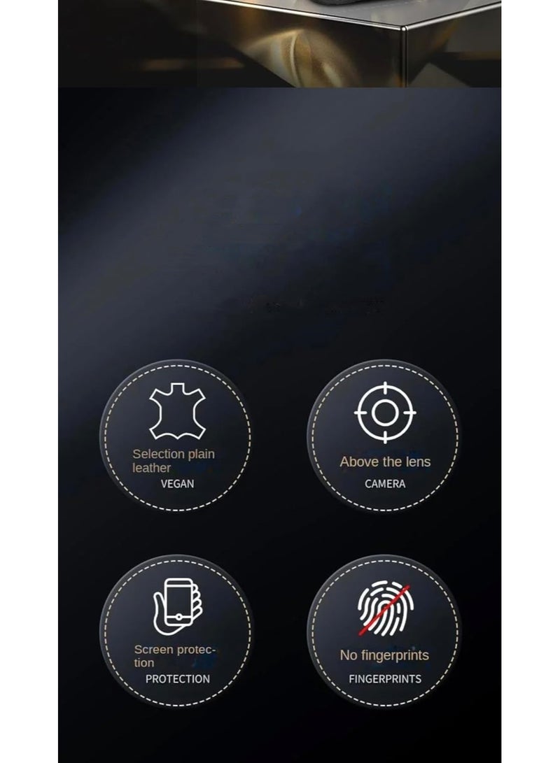 Aookay For iPhone 16 Pro Max Standing Magsafe Case ,Premium Real Leather, Luxury, Elegant, Design Case Protective Shield Non-Slip Grip Vintage, Stitching Leather for Men & Women (Black) - Image 5