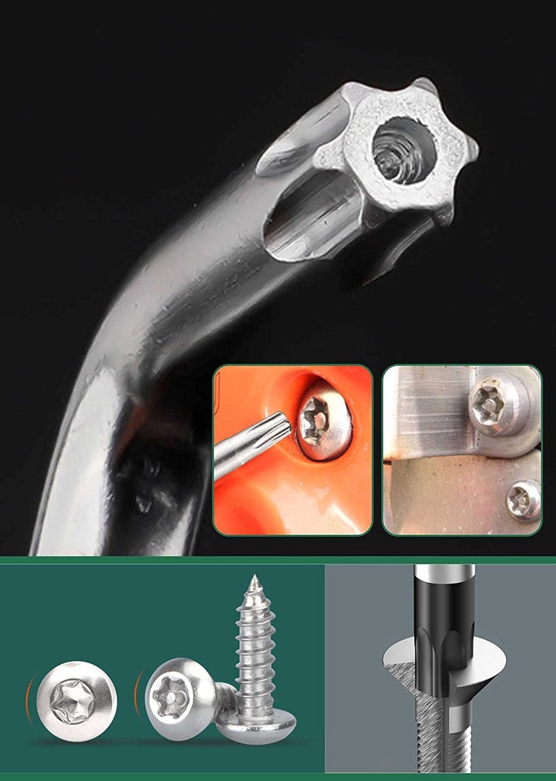 MLD QT991 مجموعة من 9 قطع مفاتيح توركس سداسية | مجموعة مفاتيح ألين نجمي | مجموعة أدوات إصلاح عزم الدوران بمفك براغي نجمي مقاوم للعبث بحجم L-Shape T10 T15 T20 T25 T27 T30 T40 T45 T50 - Image 5