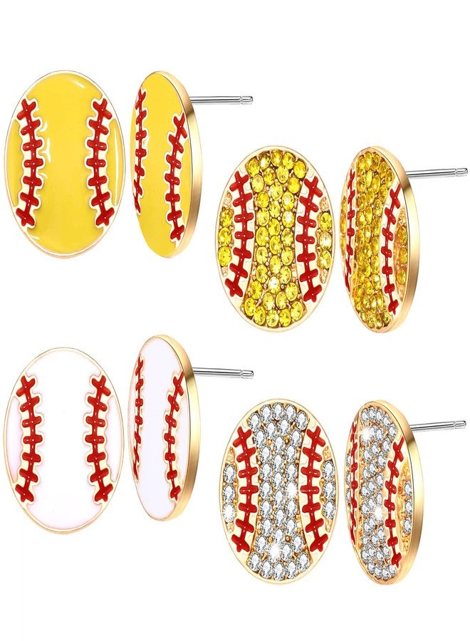 BVGA Rhinestone Baseball Softball Stud Earrings for Women, Sparkly Crystal CZ Basketball Football Volleyball Soccer Earrings, Zinc, crystal - Image 1