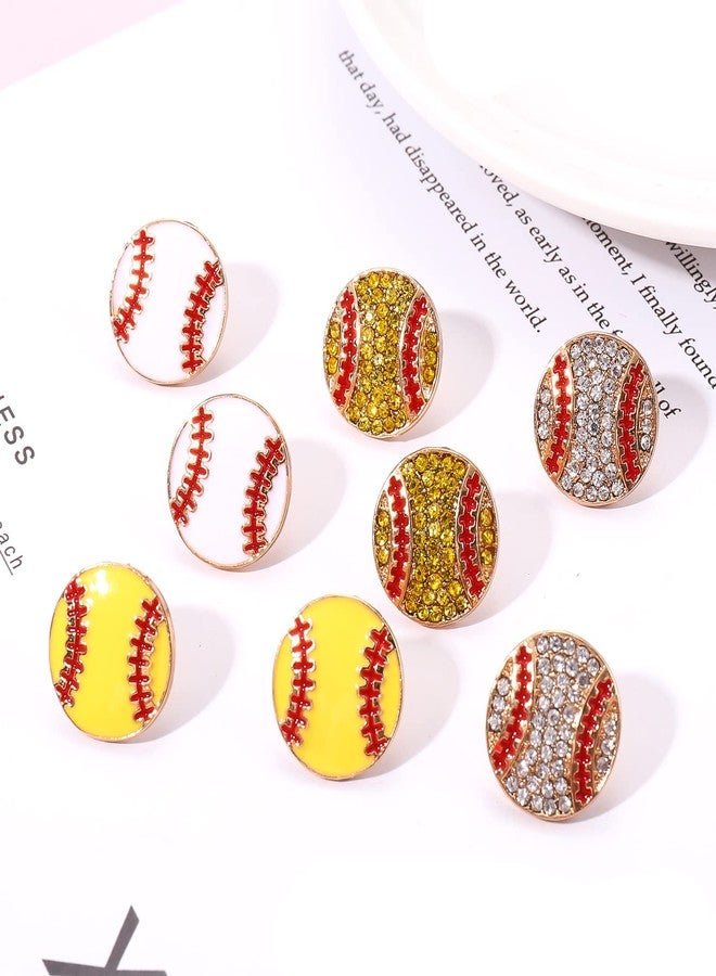 BVGA Rhinestone Baseball Softball Stud Earrings for Women, Sparkly Crystal CZ Basketball Football Volleyball Soccer Earrings, Zinc, crystal - Image 3