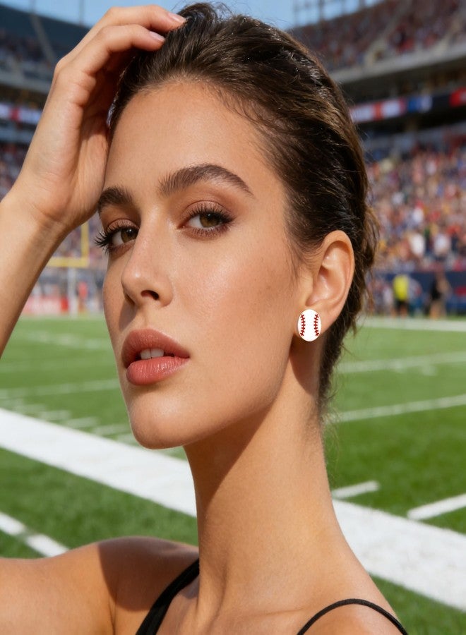 BVGA Rhinestone Baseball Softball Stud Earrings for Women, Sparkly Crystal CZ Basketball Football Volleyball Soccer Earrings, Zinc, crystal - Image 4