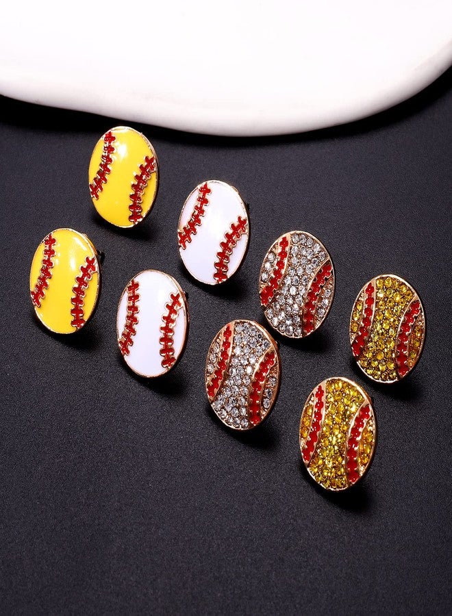 BVGA Rhinestone Baseball Softball Stud Earrings for Women, Sparkly Crystal CZ Basketball Football Volleyball Soccer Earrings, Zinc, crystal - Image 2