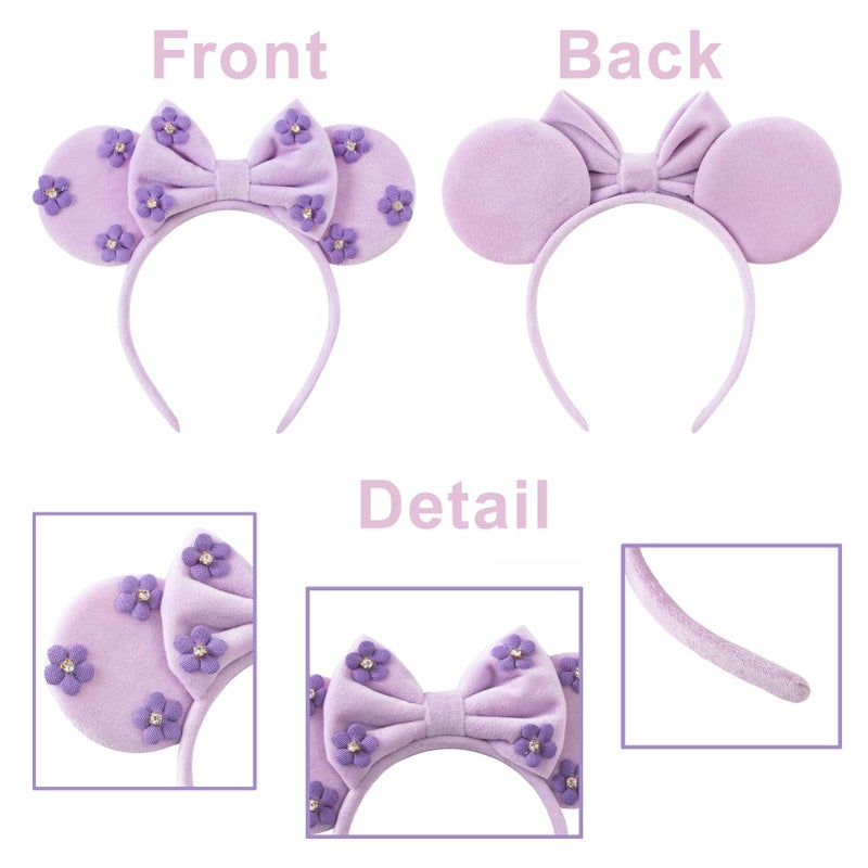 KARETT Mouse Ears Bow Headbands, Sparkle Mouse Ears Headband Glitter Hair Band for Party Princess Decoration - Image 5