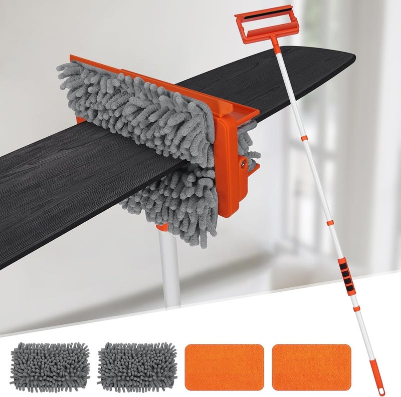 MONJAY 3 in 1 Fan Cleaner Duster with 159cm Extendable Long Handle for Ceiling Fan BladeFan Cleaning Mop with 2 Microfiber Mop Head for Dusting Ceiling Fan Washable Pads for Wipe Wall