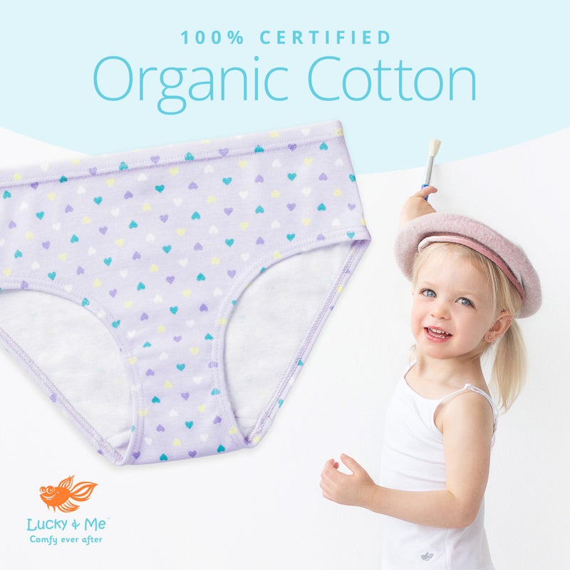 Lucky Me Lucky & Me Gracie Girls Briefs, 100% Organic Cotton Underwear, 7 Pack (US, Age, 4 Years, 5 Years, Seahorse) - Image 4