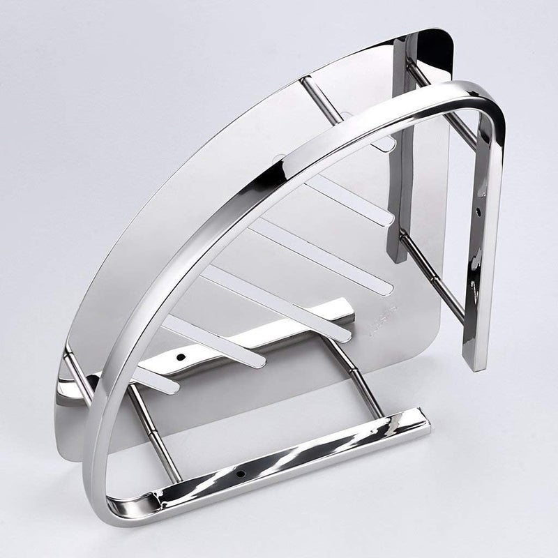 FOLX FBA71 304 Stainless Steel Wall Monted Bathroom Shelf Organizer/Shelf for Bathroom/Kitchen Shelves/Wall - Chrome (2, Corner Shelf) - Image 2