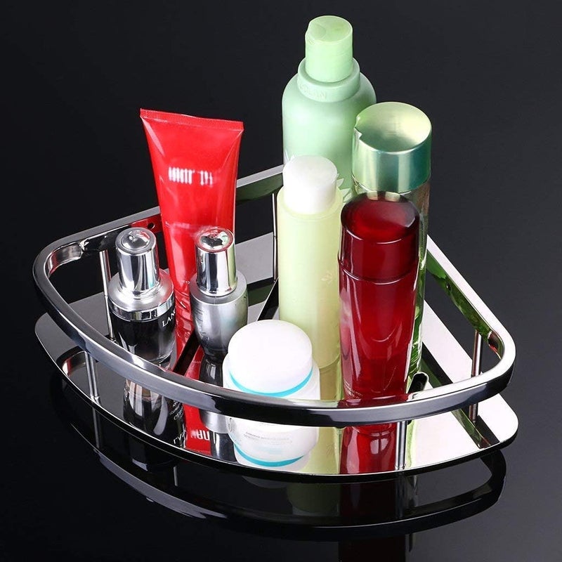 FOLX FBA71 304 Stainless Steel Wall Monted Bathroom Shelf Organizer/Shelf for Bathroom/Kitchen Shelves/Wall - Chrome (2, Corner Shelf) - Image 4