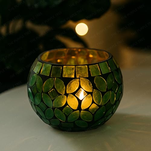 The Purple Tree Morrocan Mosaic Tealight Candle Holders (Pack of 2), Diwalii Candle Holder, tealight Holder, Diwalii Gift, Best Gift for Diwalii, Diwalii Decoration T73 - Image 2