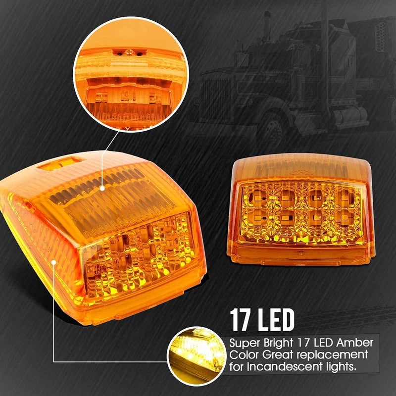 Partsam 5X Super Bright Amber Yellow 17LED Cab Marker Top Roof Lights Assembly Compatible with Kenworth/Peterbilt/Freightliner/Mack/International Paccar Semi Truck Trailer,DOT Compliant - Image 5