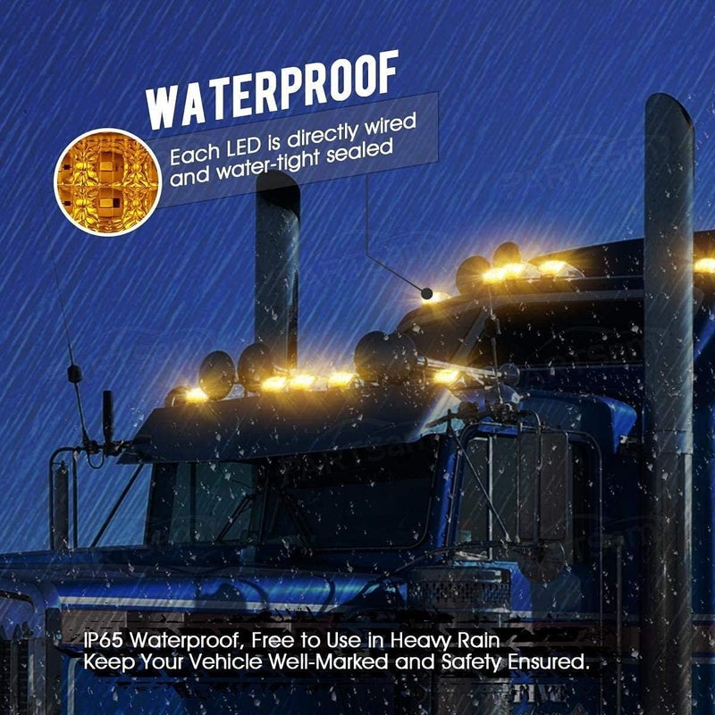 Partsam 5X Super Bright Amber Yellow 17LED Cab Marker Top Roof Lights Assembly Compatible with Kenworth/Peterbilt/Freightliner/Mack/International Paccar Semi Truck Trailer,DOT Compliant - Image 3