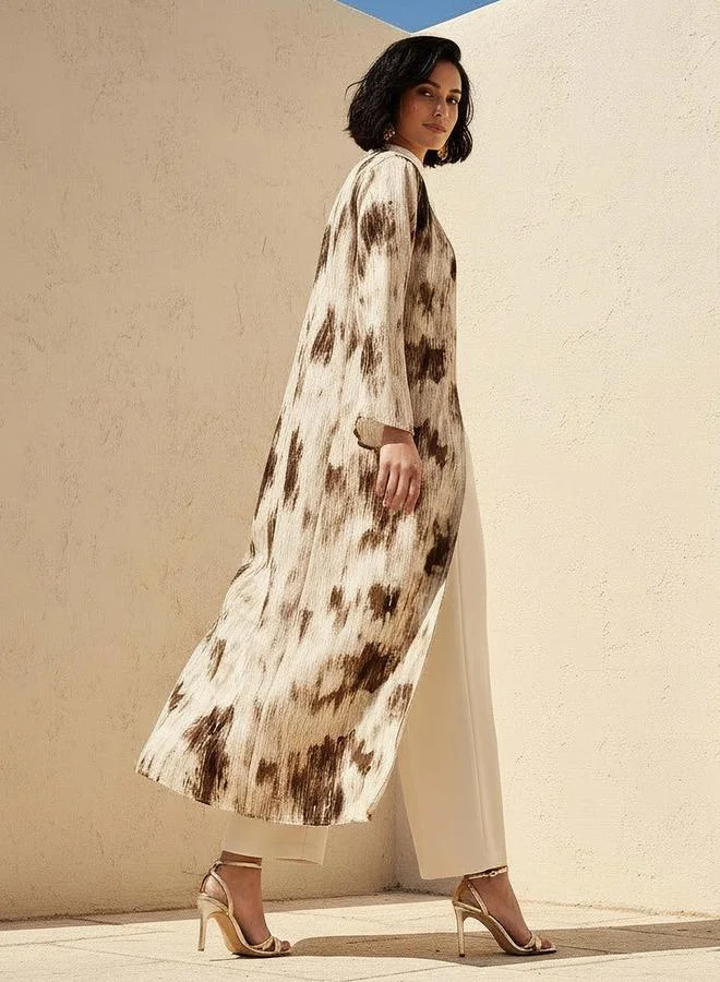 سبلاش فيڤ Regular Fit Kimono Abaya Shrug with Print