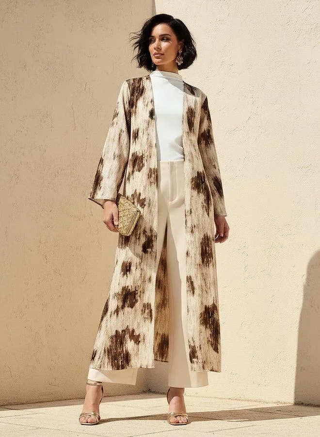 سبلاش فيڤ Regular Fit Kimono Abaya Shrug with Print