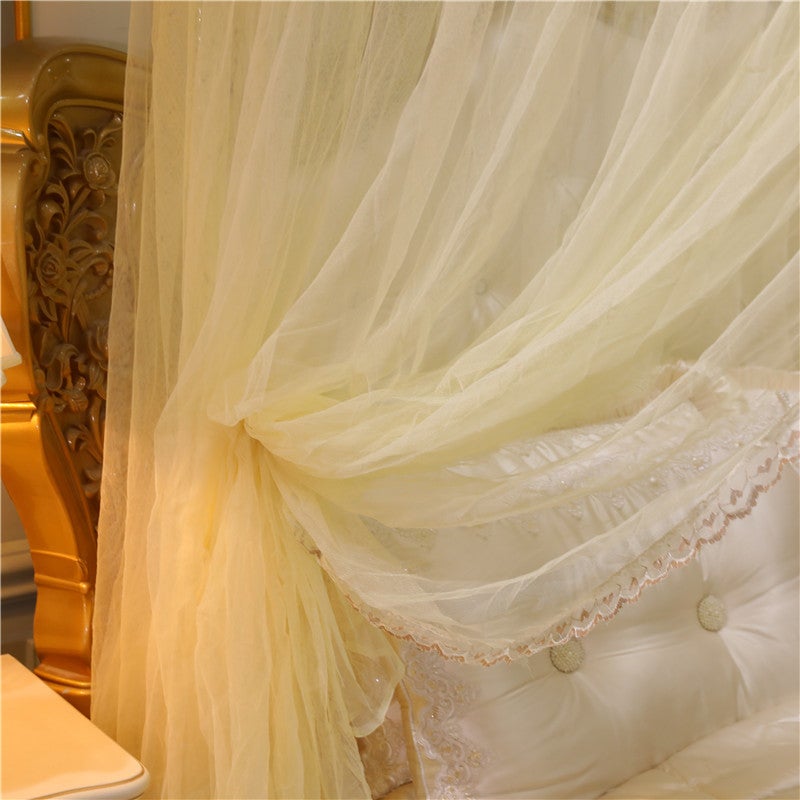 Three-Door Palace Mosquito Net Household 1 Meter 8 Bed Princess Wind Floor Pattern Net Encrypted Double Humanities Net With Bracket - Image 5