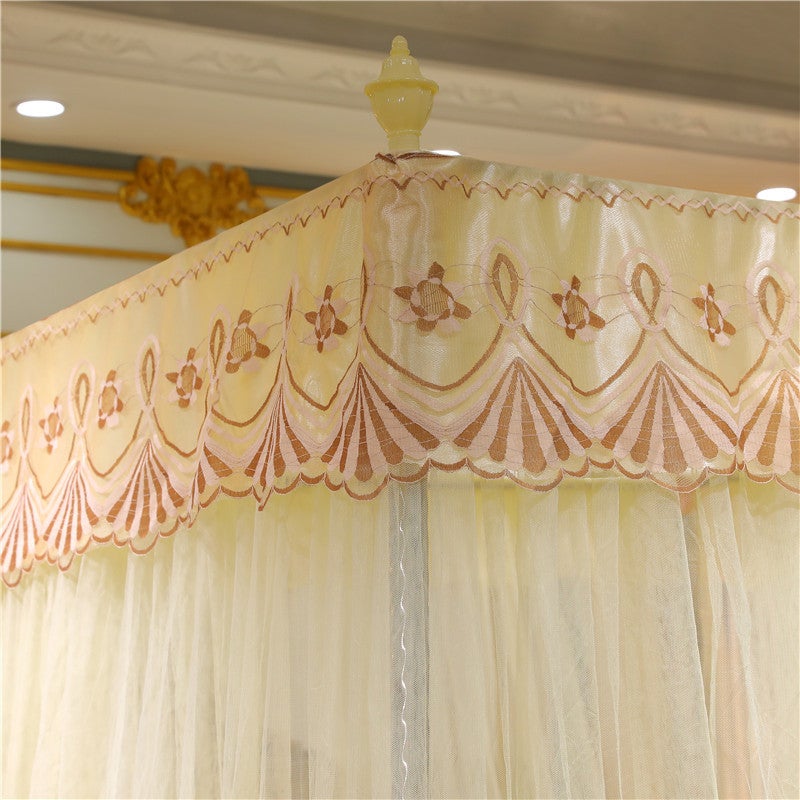 Three-Door Palace Mosquito Net Household 1 Meter 8 Bed Princess Wind Floor Pattern Net Encrypted Double Humanities Net With Bracket - Image 4