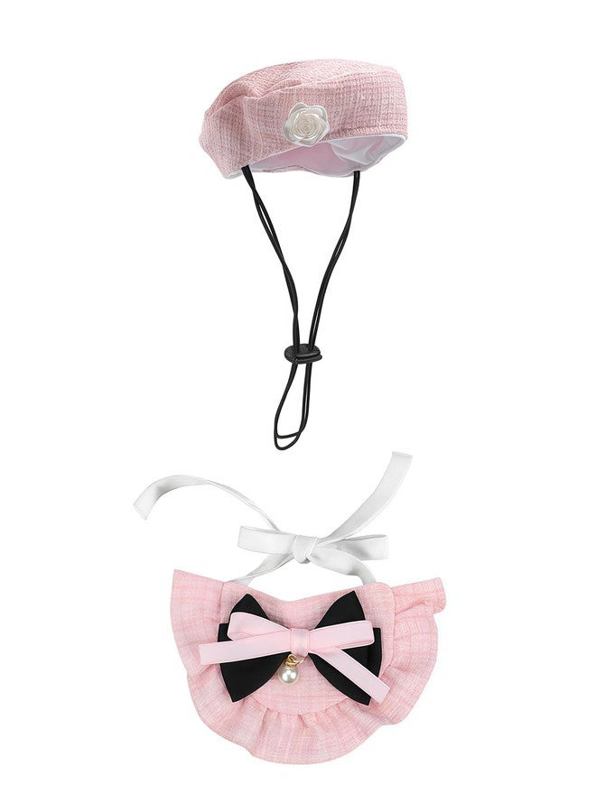 Amamcy Pet Beret and Bowtie Bandana Scarf Set for Cat and Small Dog Cat Costume Beret for Kitten Puppy Costume Dress Up for Party - Image 3