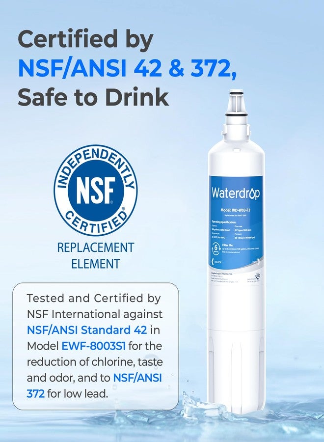 ووتر دروب فلتر مياه Waterdrop F-1000 4204490، بديل لفلتر Sub-Zero 4204490، وفلتر InSinkErator® F-1000 F-2000 F-3000 وفلتر AquaPure AP Easy C-Complete، بديل لفلتر مياه Sub Zero، حاصل على شهادة NSF/ANSI 42 - Image 5