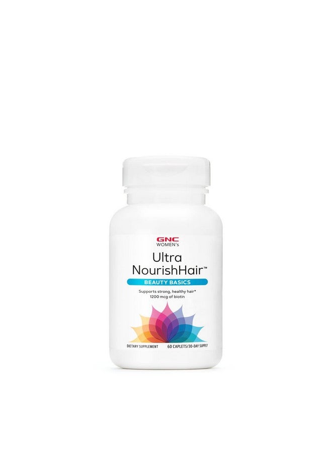 GNC - Women Ultra Nourishhair Vitamins ; Supports Healthy Hair Skin And Nails ; Biotin With Vitamins C E And Zinc ; Daily Supplement ; 60 Caplets - Image 1