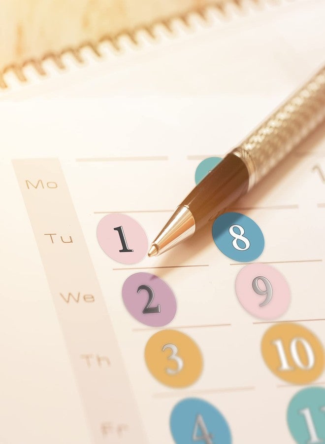 Teling 1860 Pcs Foiled Dates Round Dots Stickers for Planners Small Colorful Number Decorative Monthly Calendar Stickers Accessories for Planners Journals Calendar Notebooks - Image 4