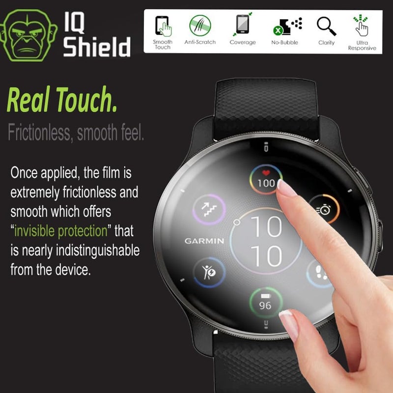 IQShield 6 Pack Screen Protector for Garmin Venu 2 Plus Easy Install Smudge Resistant Ultra Thin Anti-Scratch Anti-Bubble Clear TPU Film - Image 4