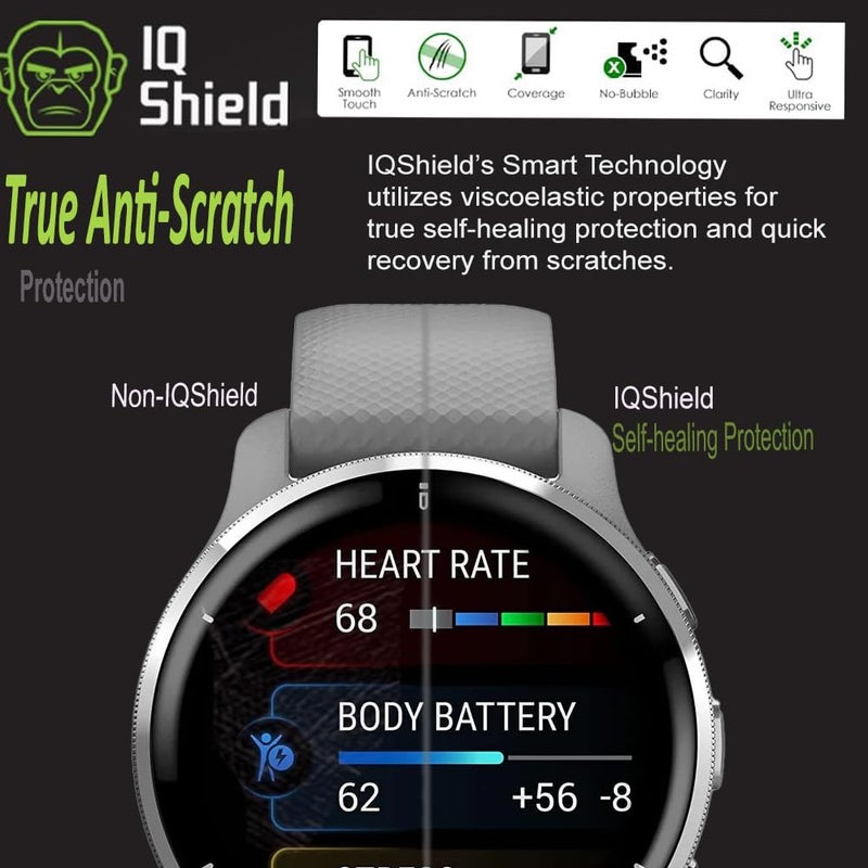 IQShield 6 Pack Screen Protector for Garmin Venu 2 Plus Easy Install Smudge Resistant Ultra Thin Anti-Scratch Anti-Bubble Clear TPU Film - Image 5