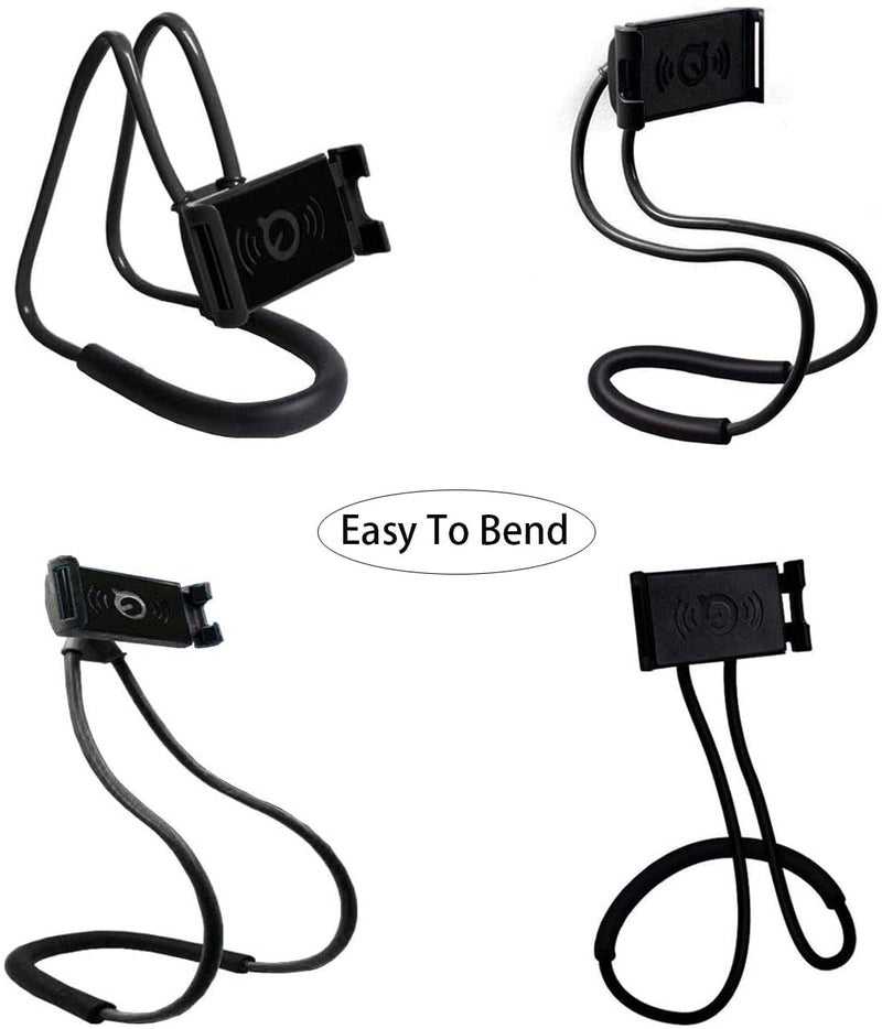 CELLMASTER Flexible 360° Degree Rotation Hanging Neck Lazy Mobile Phone Tablet Holder for 4-6.5 inches for Flexible Duel Clip (Black) - Image 3
