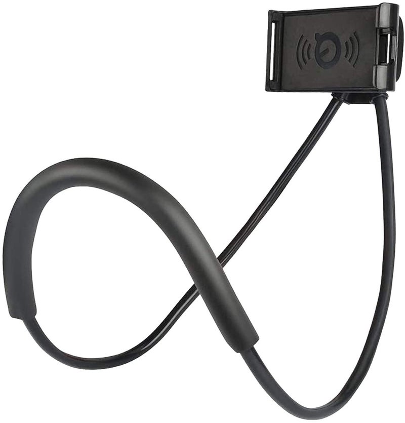 CELLMASTER Flexible 360° Degree Rotation Hanging Neck Lazy Mobile Phone Tablet Holder for 4-6.5 inches for Flexible Duel Clip (Black) - Image 1