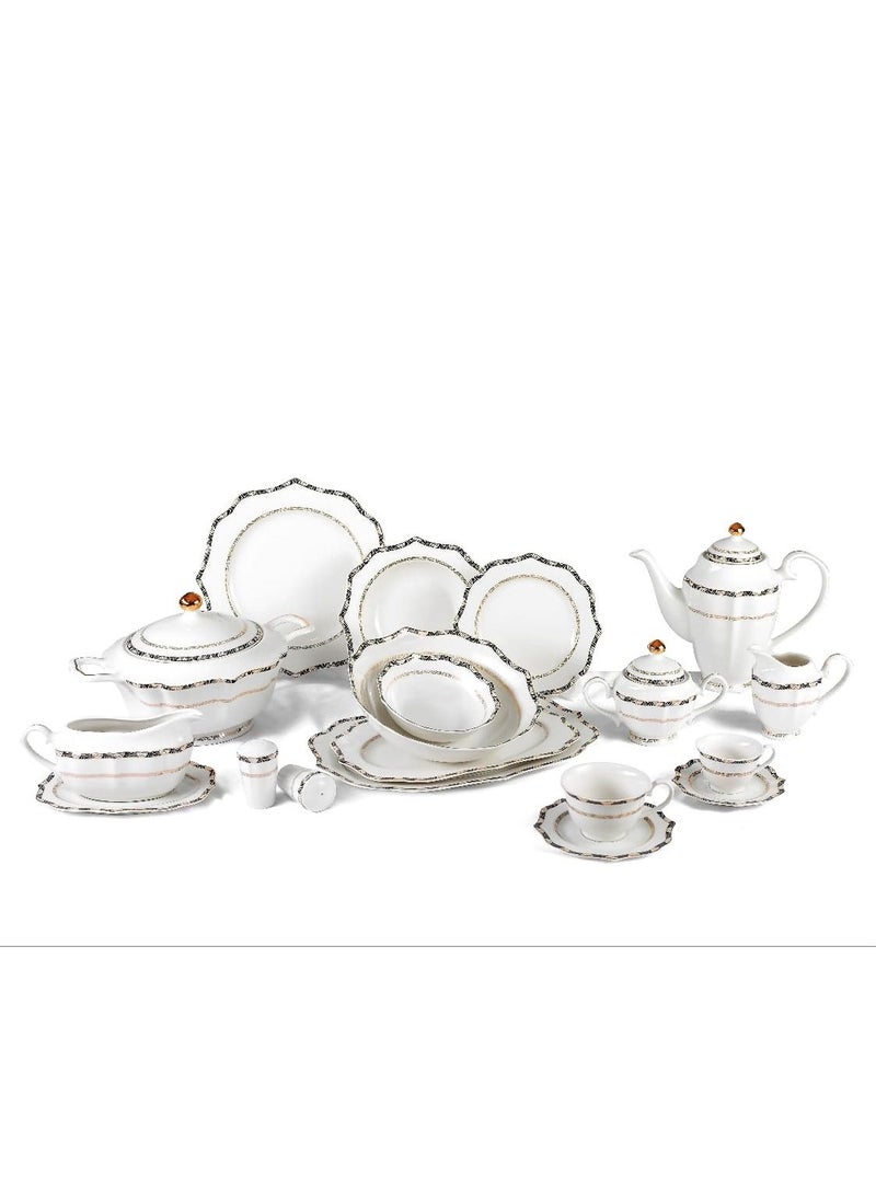 Lotus Porcelain Dinner set, 62 s, White Lotus Chip, 8010 #17 