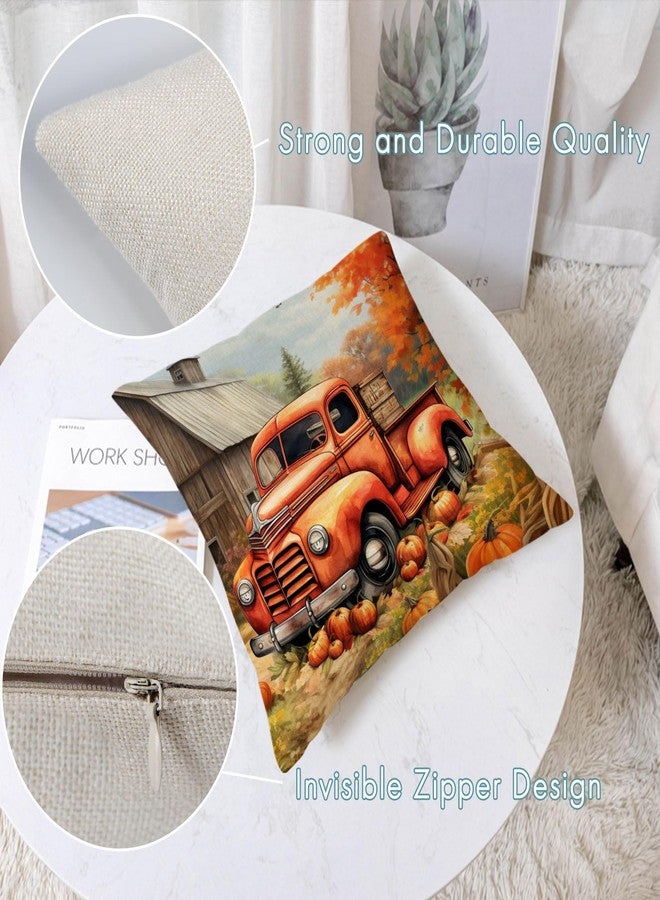 YeeJu Fall Throw Pillow Covers 18x18 Set of 4 Thanksgiving Pumpkin Pillow Covers Farmhouse Orange Autumn Pillow Case Sunflower Cushion Covers Outdoor Sofa Couch Home Decorations 18 Inch - Image 2
