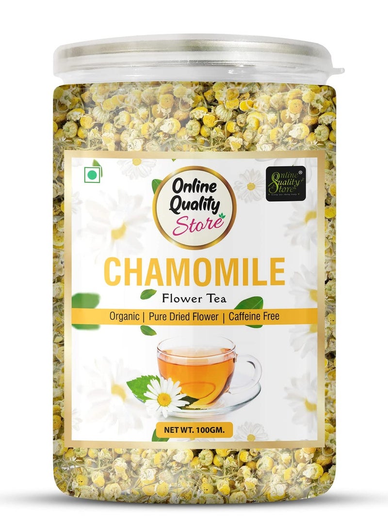 Online Quality Store Organic Chamomile Flower Tea 100g Caffeine Free Herbal Tea Chamomile Tea Boost Immunity Detox Tea Sleep Tea and Stress Relief 100 percent Natural Chamomile Flower Tea Leaves  - Image 1