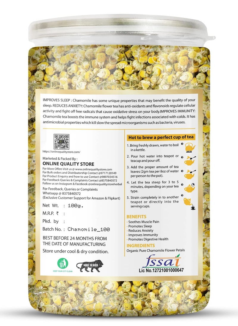 Online Quality Store Organic Chamomile Flower Tea 100g Caffeine Free Herbal Tea Chamomile Tea Boost Immunity Detox Tea Sleep Tea and Stress Relief 100 percent Natural Chamomile Flower Tea Leaves  - Image 2