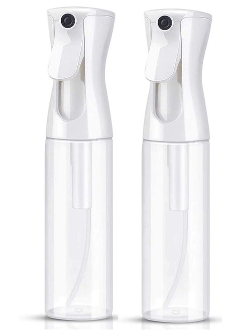 PACK OF 2 Continuous Sprayer Hair Water Ultra Fine Mister Spray Bottle Propellant Free for Hairstyling, Cleaning, Gardening, Misting & Skin Care BPA Free 10oz / 300ml