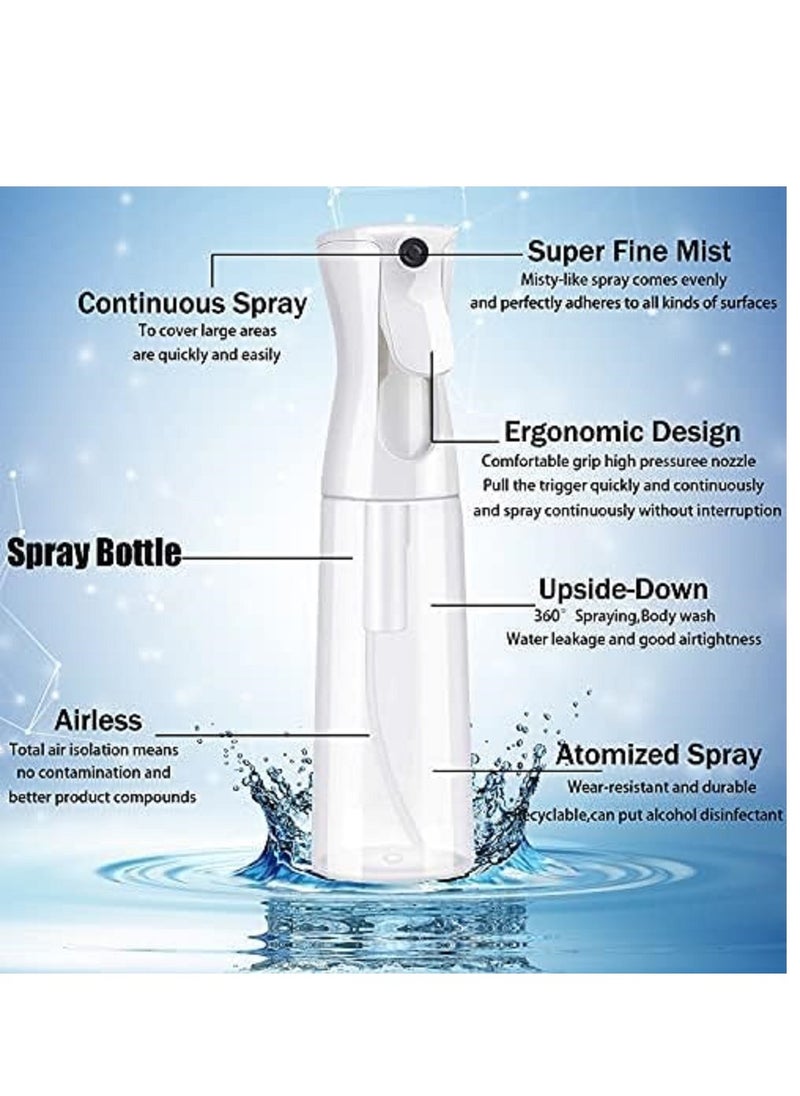 Hi homey - PACK OF 2 Continuous Sprayer Hair Water Ultra Fine Mister Spray Bottle Propellant Free for Hairstyling, Cleaning, Gardening, Misting & Skin Care BPA Free 10oz / 300ml - Image 1