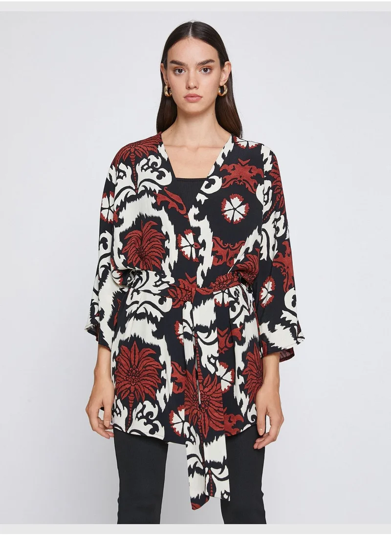 KOTON Patterned Waistbanded Kimono