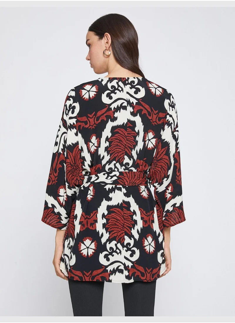 KOTON Patterned Waistbanded Kimono