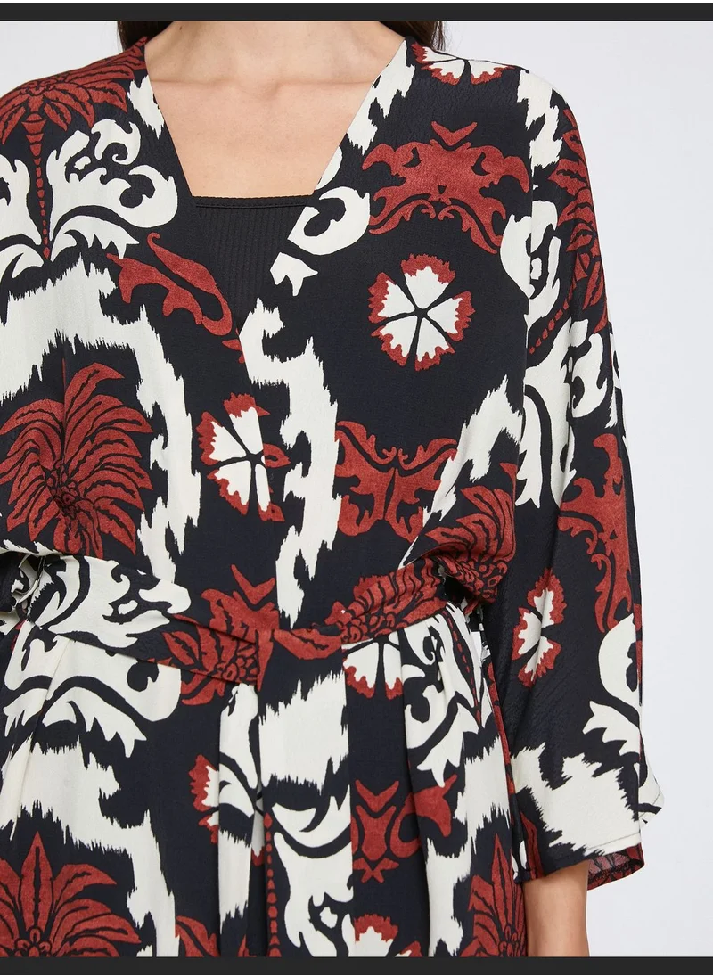 KOTON Patterned Waistbanded Kimono