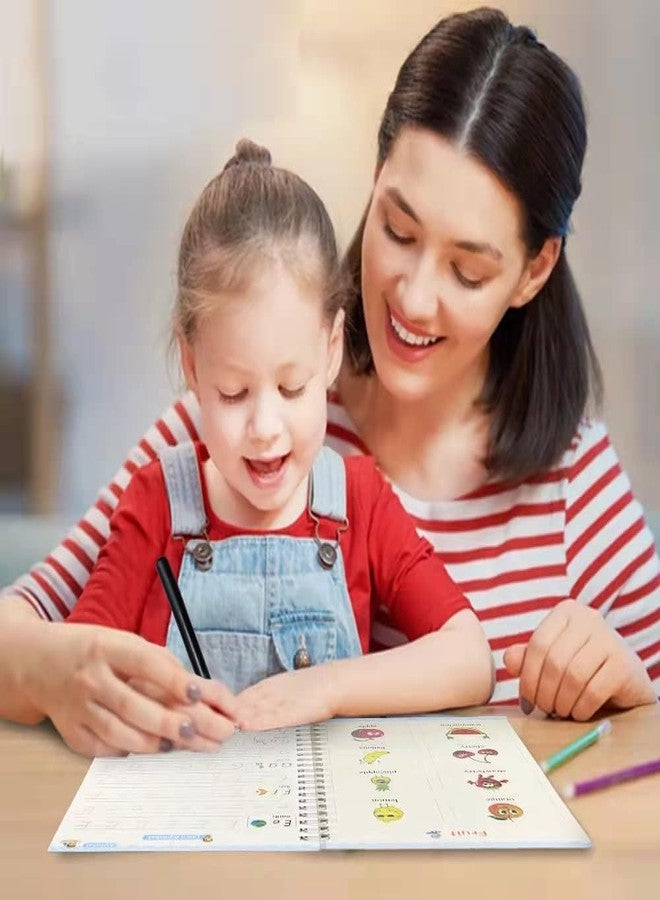 ECLET كتاب إيكليت السحري للأطفال، دفتر تدريب سحري، (4 كتب + 10 عبوات إعادة تعبئة + قلم + مقبض) كتاب تتبع الأرقام للأطفال في مرحلة ما قبل المدرسة مع قلم، مجموعة دفتر نسخ الخط السحري، أداة كتابة للأطفال (E) - Image 5