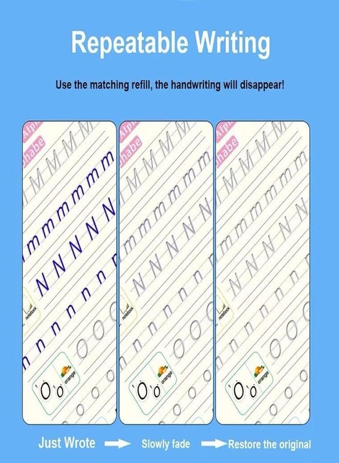 ECLET كتاب إيكليت السحري للأطفال، دفتر تدريب سحري، (4 كتب + 10 عبوات إعادة تعبئة + قلم + مقبض) كتاب تتبع الأرقام للأطفال في مرحلة ما قبل المدرسة مع قلم، مجموعة دفتر نسخ الخط السحري، أداة كتابة للأطفال (E) - Image 2