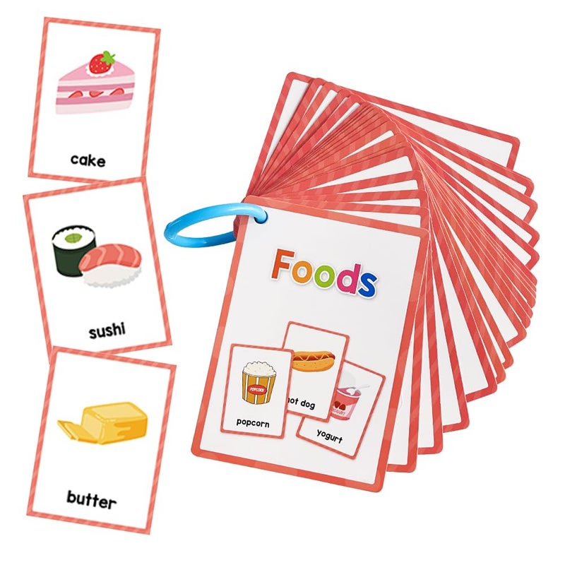 Lachilly Foods English Words Learning Flashcards High Frequency Words Beginning Reading Kindergarten to 1st Grade ESL Teaching Materials Autism Learning Materials Vocabulary Building 20 Cards - Image 2