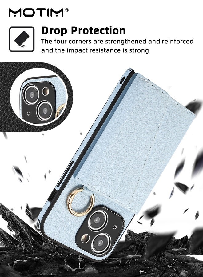 Motim Phone Case Crossbody for iPhone 15/15 Plus Wallet Case with Strap Card Slots and Makeup Mirror Premium Leather Shockproof Cover for Women - Image 3