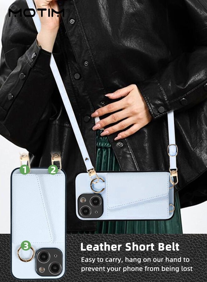 Motim Phone Case Crossbody for iPhone 15/15 Plus Wallet Case with Strap Card Slots and Makeup Mirror Premium Leather Shockproof Cover for Women - Image 2