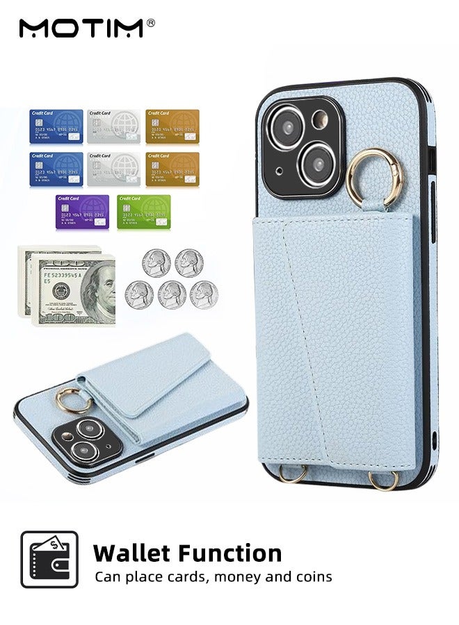 Motim Phone Case Crossbody for iPhone 15/15 Plus Wallet Case with Strap Card Slots and Makeup Mirror Premium Leather Shockproof Cover for Women - Image 5