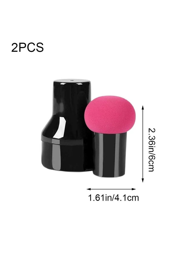 Generic 2 Pcs Makeup Puff Sponge for Women – Foundation & Powder Applicator with Handles (Rose & Green)  - Image 2