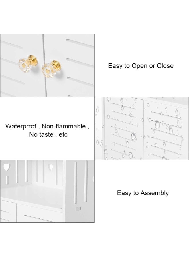 نوايوو خزانة حمام قائمة بذاتها - منظم تخزين أرضي مقاوم للماء بثلاث طبقات مع أبواب خزانة مزدوجة، خزانة تخزين حمام لوحدة تخزين منزلية، 40 × 25 × 90 سم - Image 4