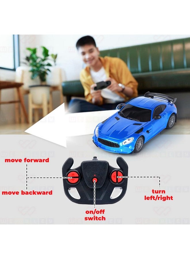 ويمبلي سيارة ويمبلي مرسيدس AMG RC عالية السرعة للتحكم عن بعد للأطفال قابلة لإعادة الشحن بمقياس 1:24 سيارة سباق صغيرة عن بعد معتمدة من BIS - لون أزرق - Image 5