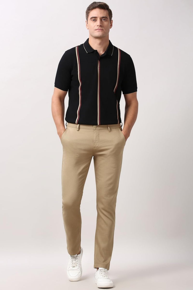 Peter England | Men's Super Slim Fit Stretchable Casual Trousers | Office Sleek & Trendy Look Khaki - Image 5