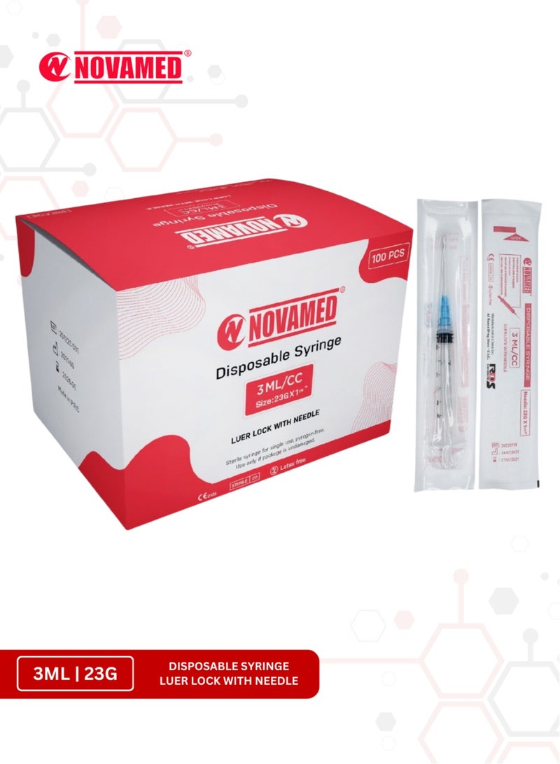 NOVAMED Disposable Syringe 3ML 23g With Luer Lock, Needle Bundle Of 20 Pcs - Image 2