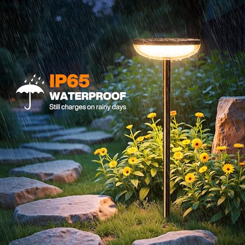 ELECLINK Solar Pathway Lights Outdoor, 6 Pack Tall Solar Garden Lights Outdoor Waterproof for Yard Flower Bed Patio Path Walkway Driveway Outside Decor Landscape Lighting - Image 4
