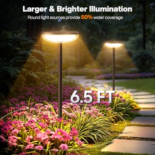 ELECLINK Solar Pathway Lights Outdoor, 6 Pack Tall Solar Garden Lights Outdoor Waterproof for Yard Flower Bed Patio Path Walkway Driveway Outside Decor Landscape Lighting - Image 2